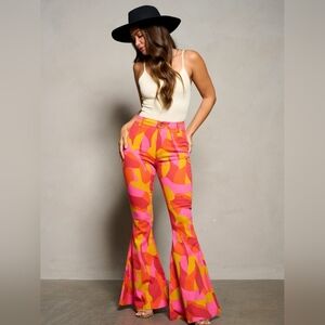 Color Me Retro Flare Leg Jeans Multi-Color High Waist Various Sizes  Peach Love